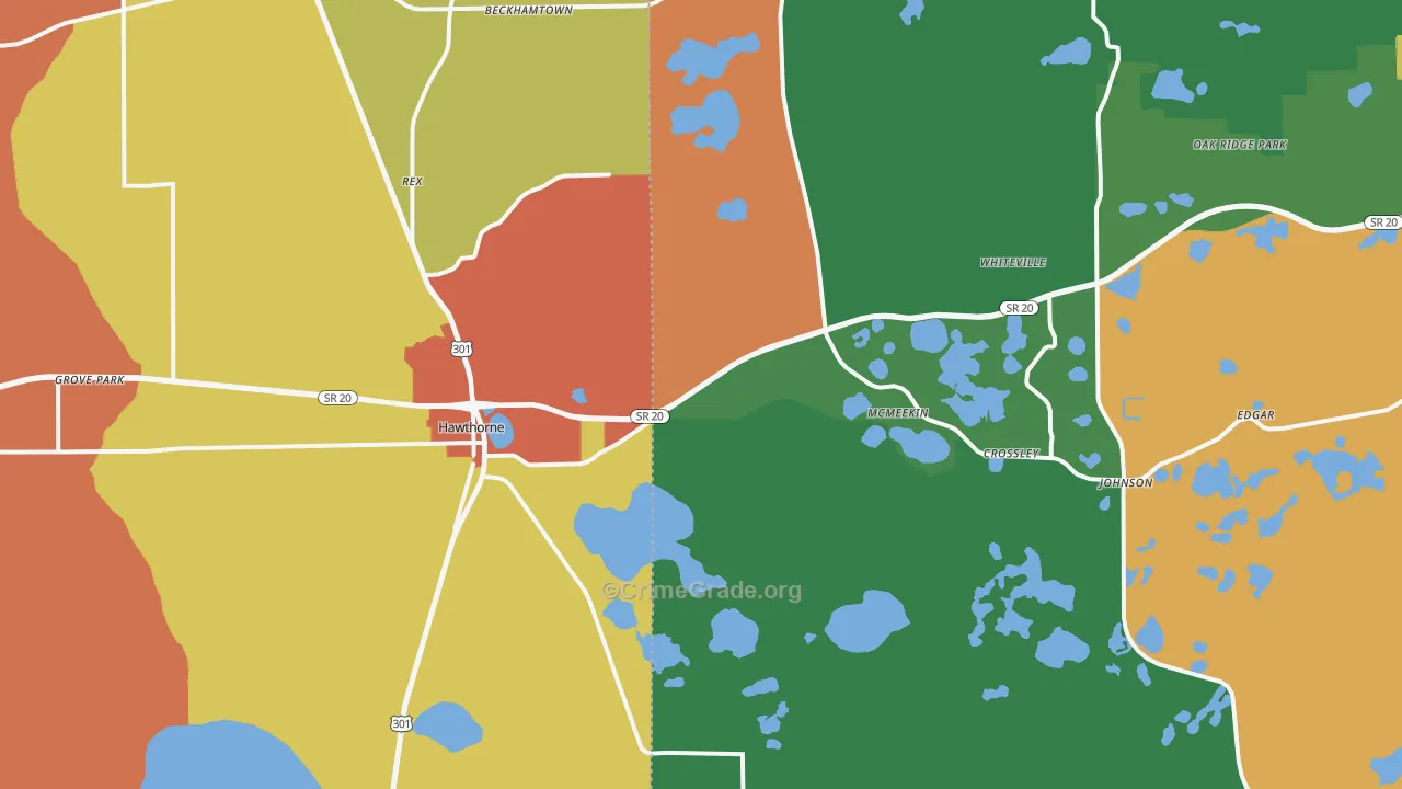 Hawthorne, FL Map of Vandalism Rates