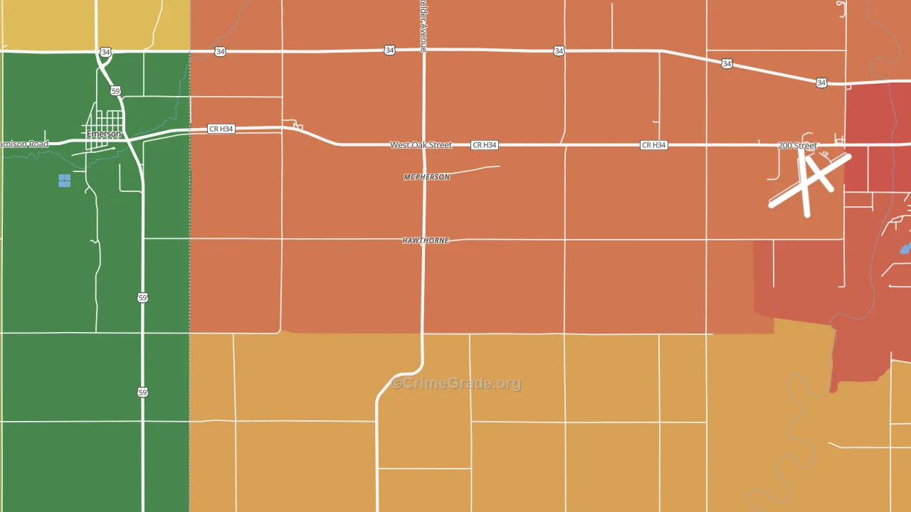 Hawthorne, IA Map of Vandalism Rates