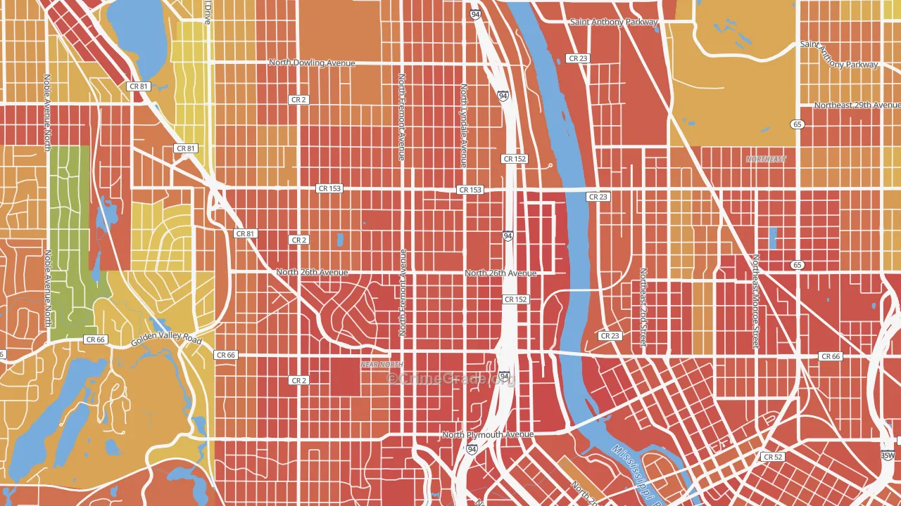 Hawthorne, Minneapolis, MN Map of Vandalism Rates