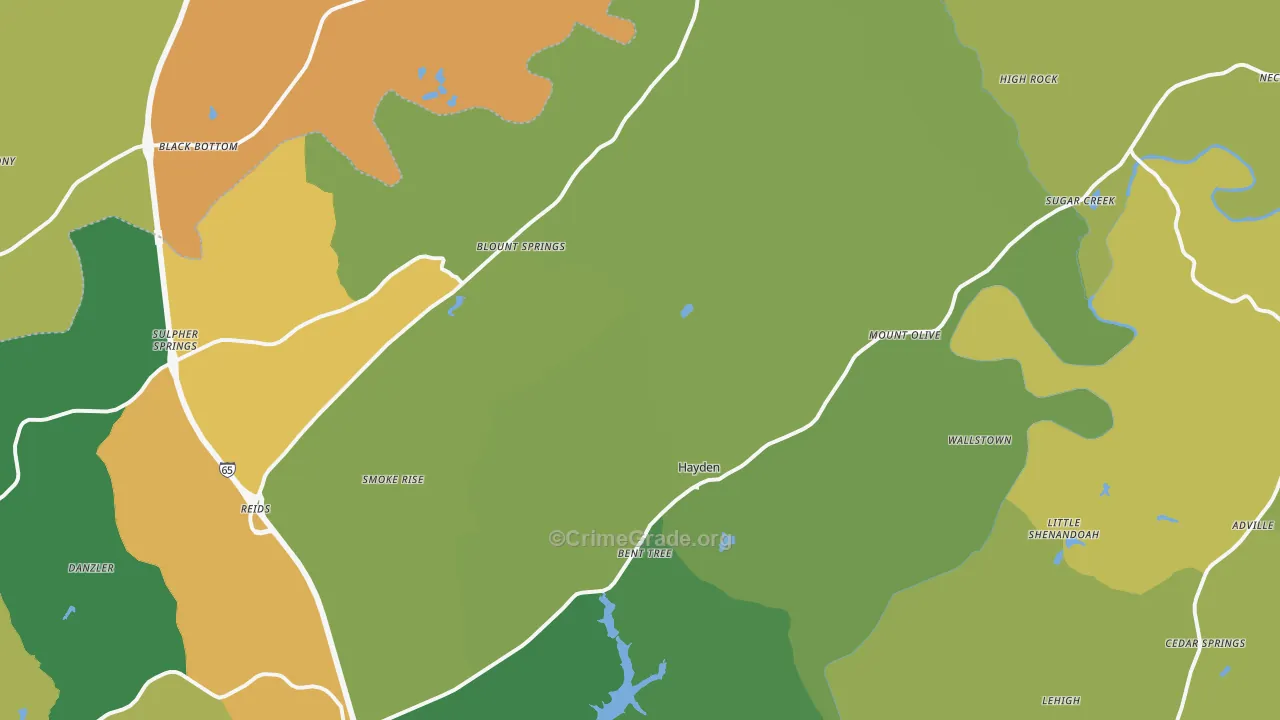 Hayden, AL Map of Vandalism Rates
