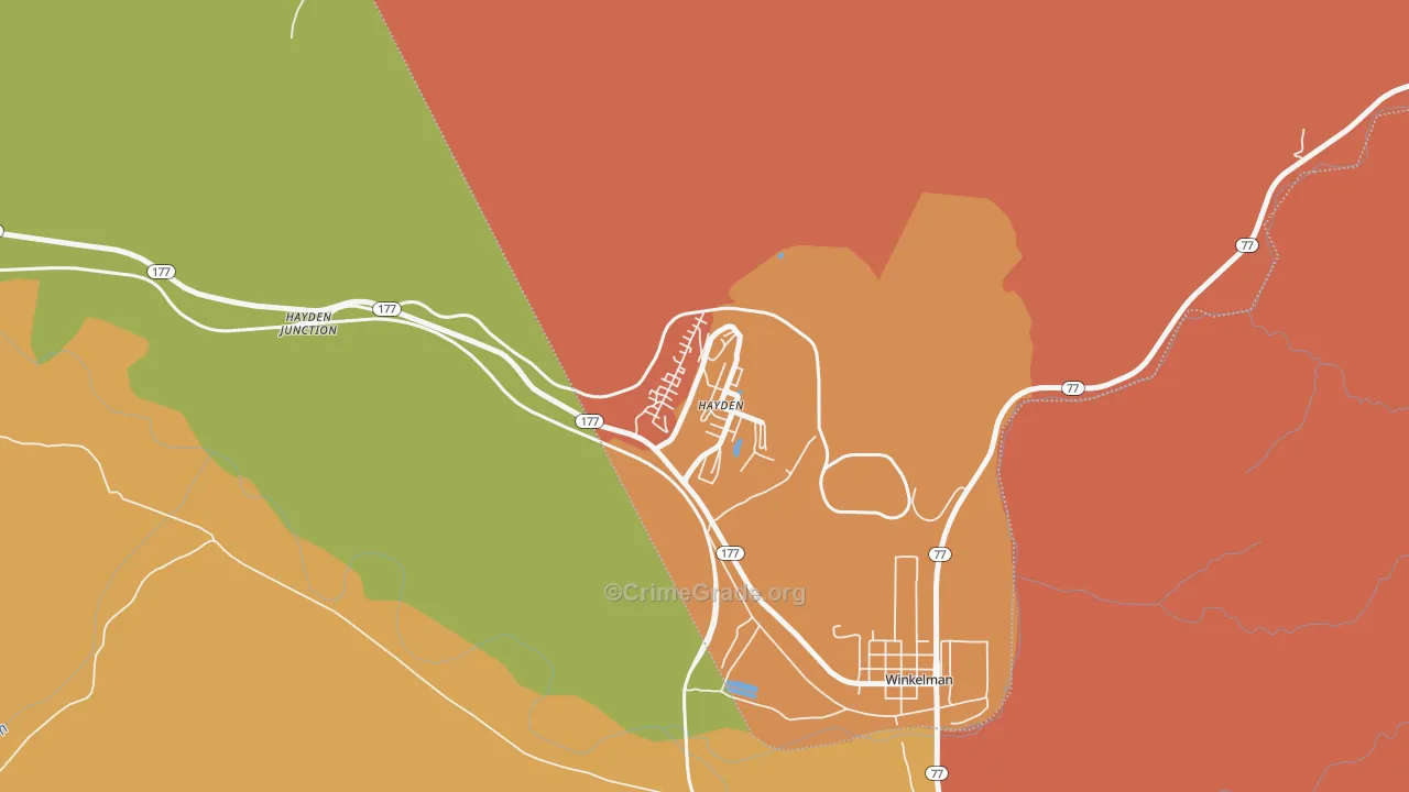Hayden, AZ Map of Vandalism Rates