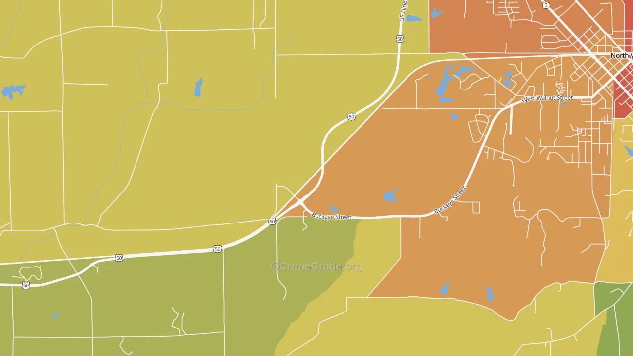 Hayden, IN Map of Vandalism Rates