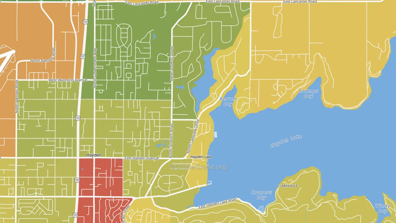 Hayden Lake, ID Map of Vandalism Rates