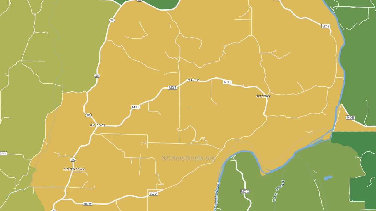 Hayden, MO Map of Vandalism Rates