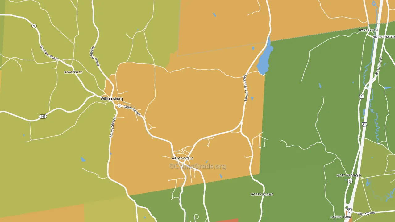Haydenville, MA Map of Vandalism Rates