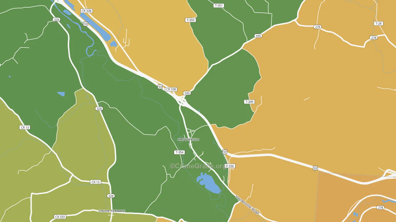 Haydenville, OH Map of Vandalism Rates