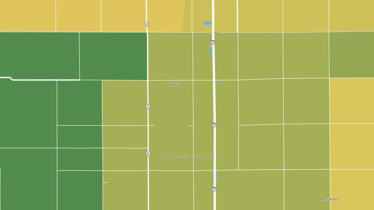 Hayes, IL Map of Vandalism Rates