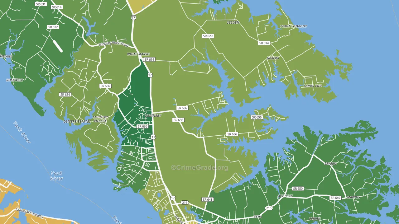 Hayes, VA Map of Vandalism Rates