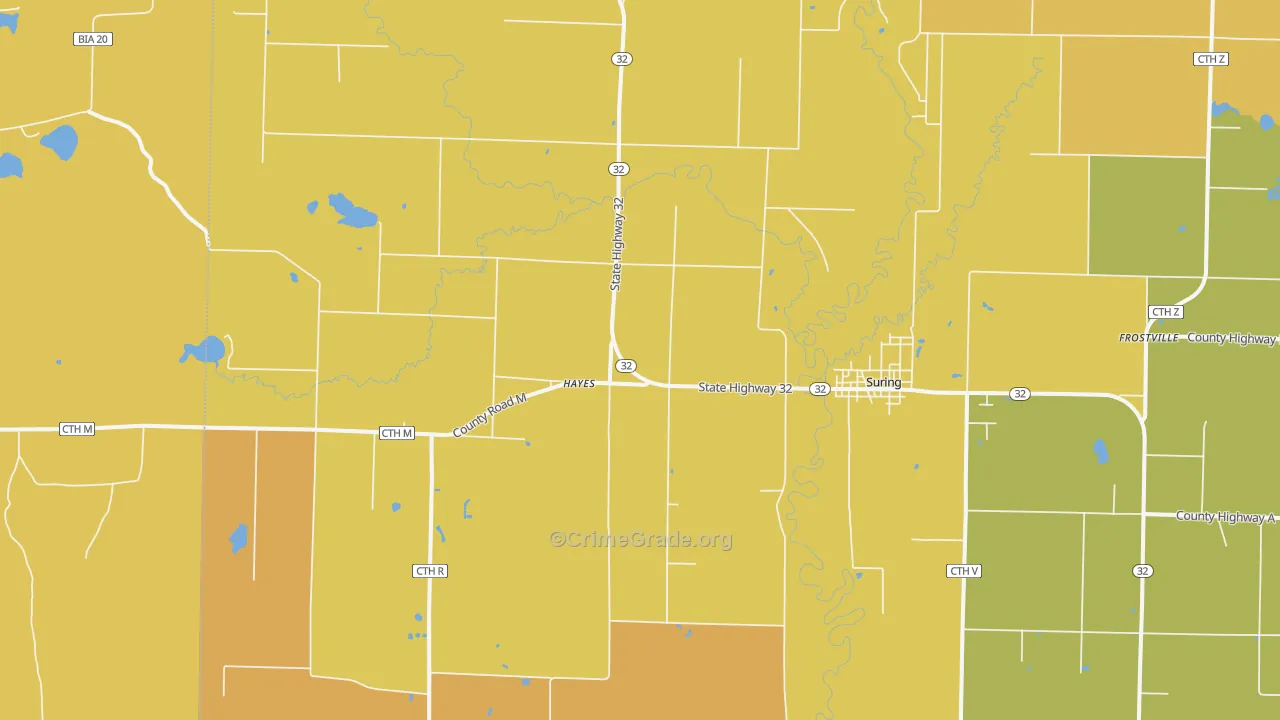 Hayes, WI Map of Vandalism Rates