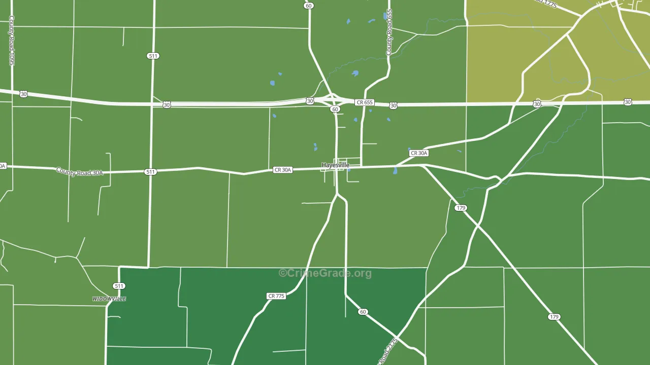 Hayesville, OH Map of Vandalism Rates