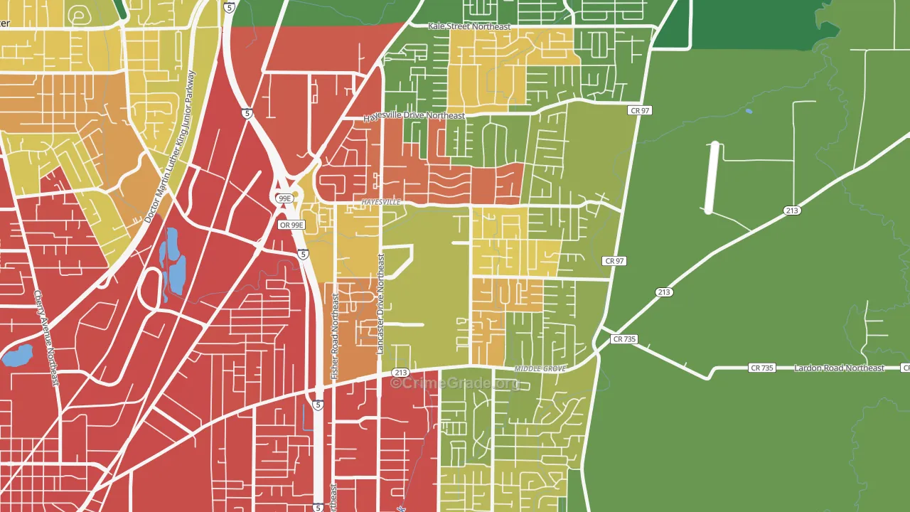 Hayesville, OR Map of Vandalism Rates