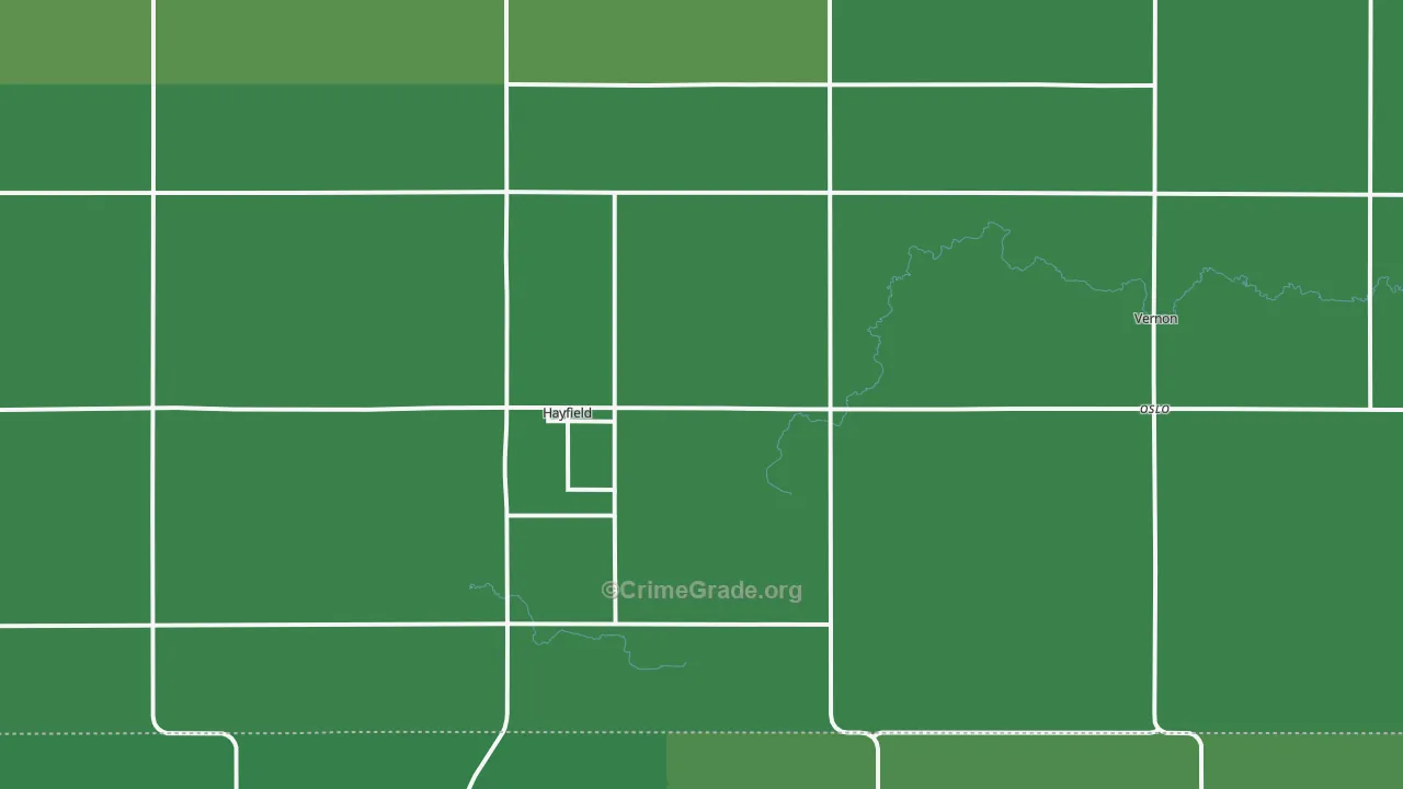 Hayfield, MN Map of Vandalism Rates