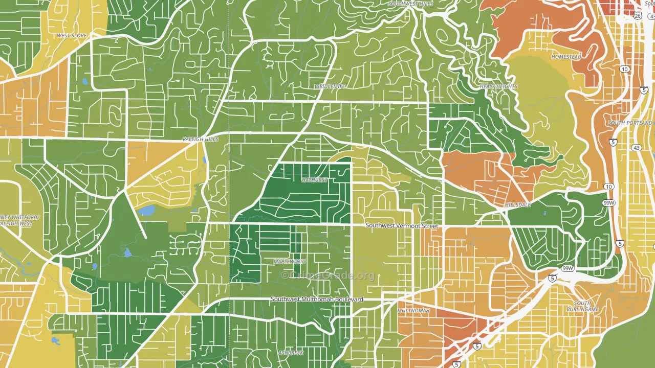 Hayhurst, Portland, OR Map of Vandalism Rates