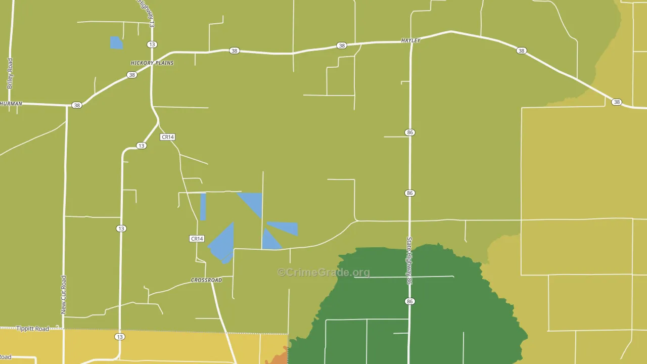 Hayley, AR Map of Vandalism Rates