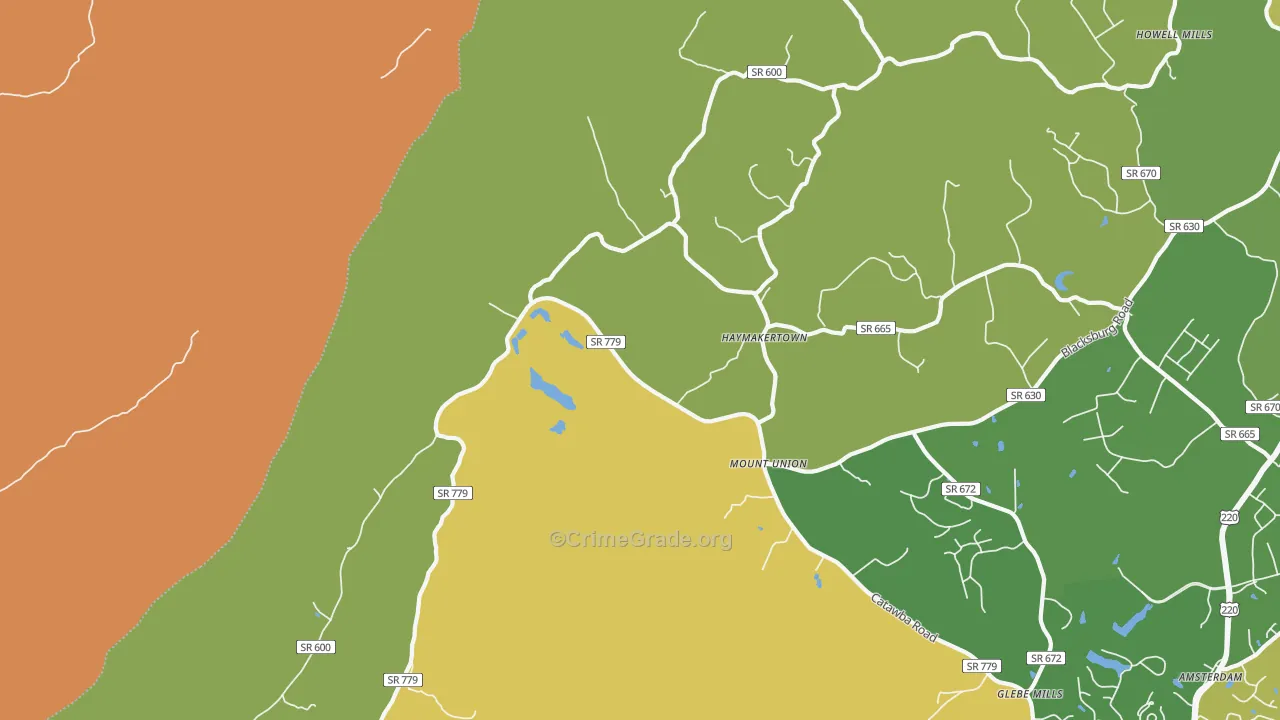 Haymakertown, VA Map of Vandalism Rates