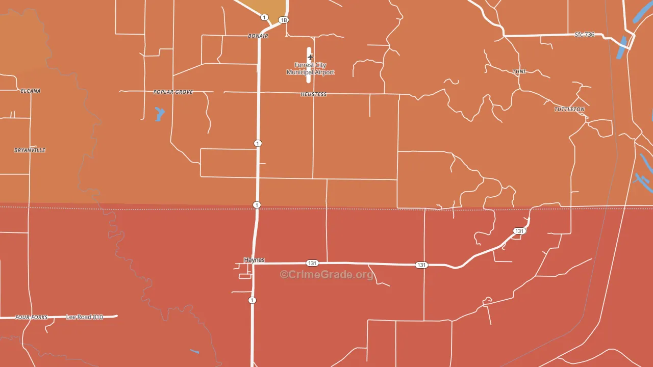 Haynes, AR Map of Vandalism Rates