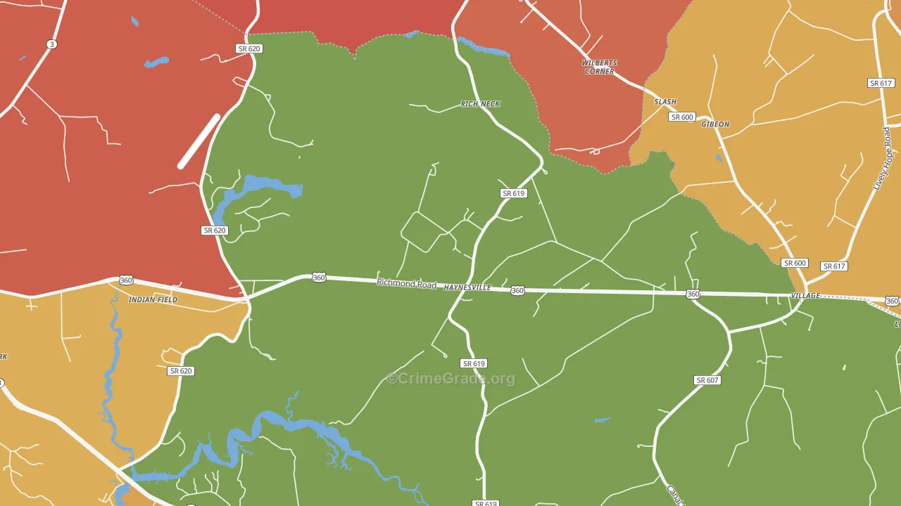Haynesville, VA Map of Vandalism Rates