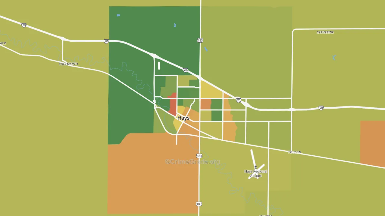Hays, KS Map of Vandalism Rates