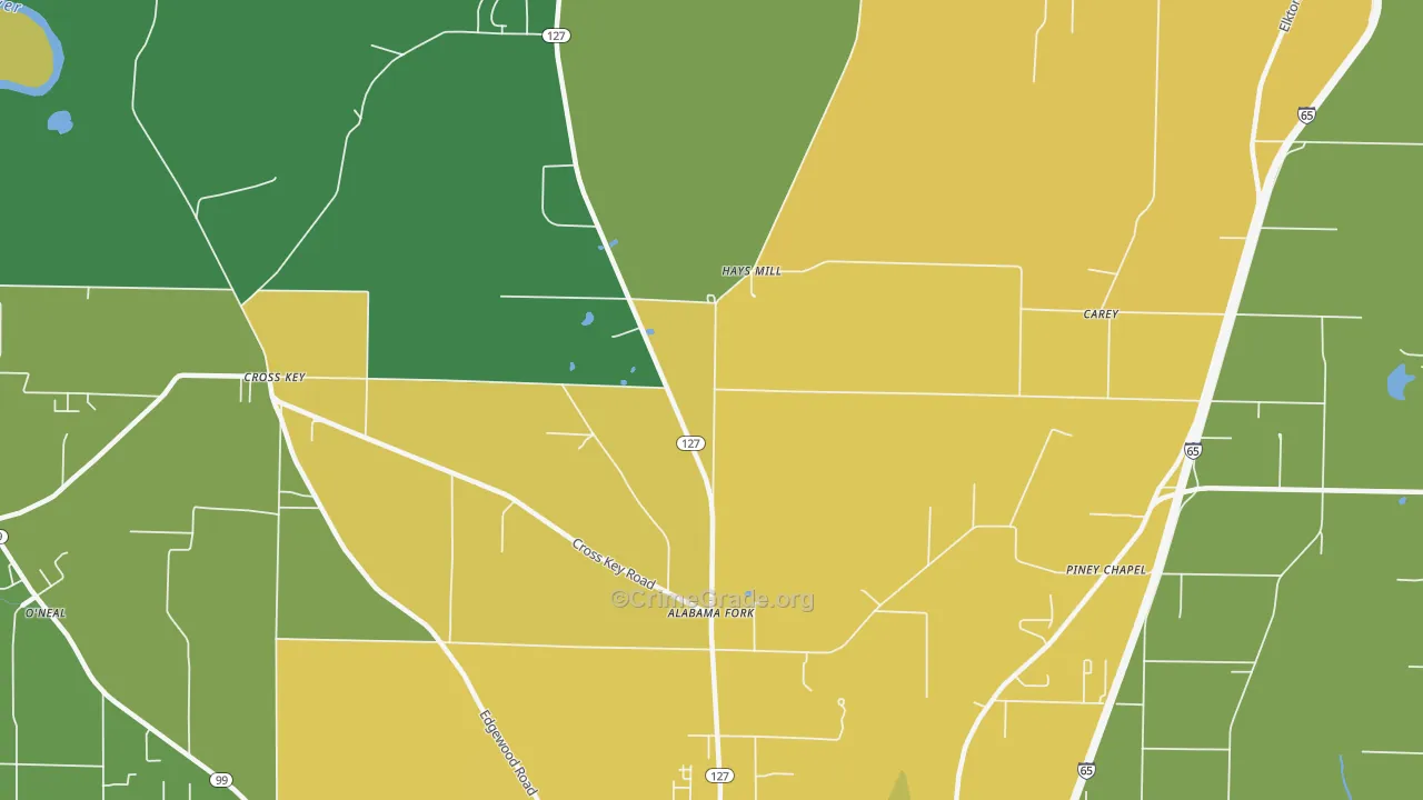 Hays Mill, AL Map of Vandalism Rates