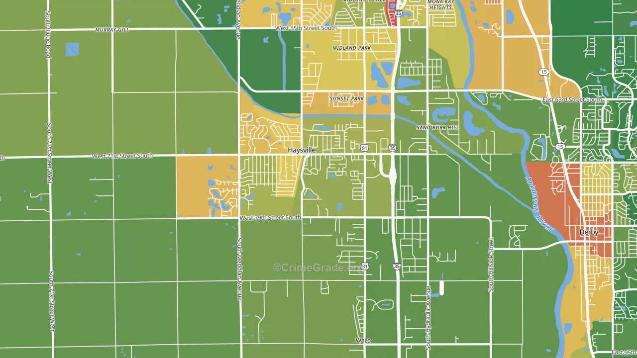 Haysville, KS Map of Vandalism Rates