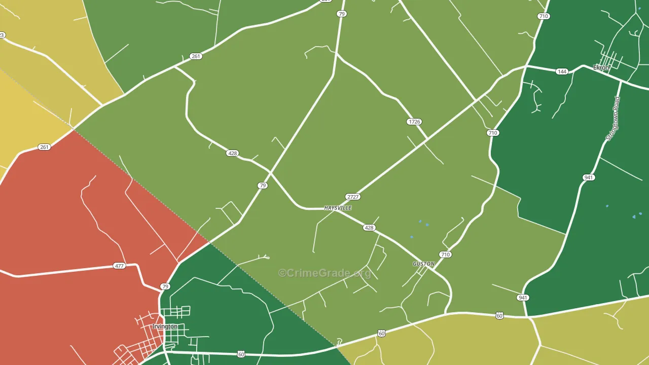 Haysville, KY Map of Vandalism Rates