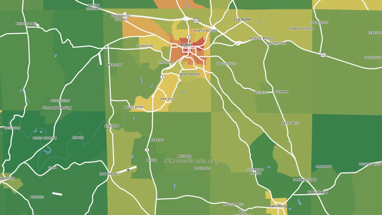Haysville, PA Map of Vandalism Rates