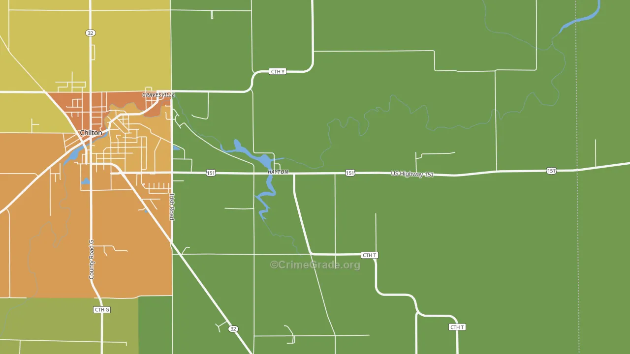Hayton, WI Map of Vandalism Rates