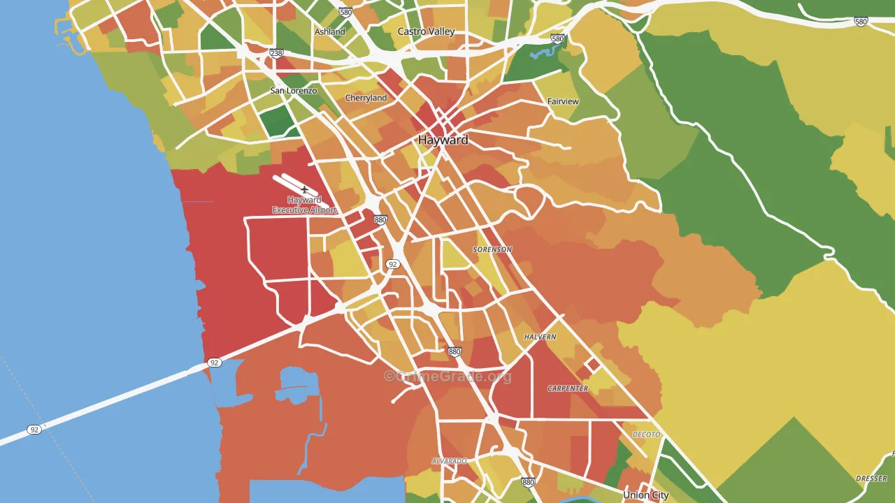 Hayward, CA Map of Vandalism Rates