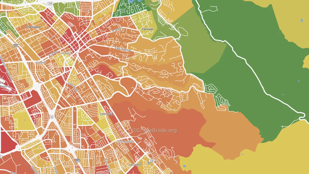 Hayward Highland, Hayward, CA Map of Vandalism Rates