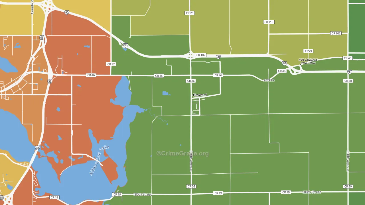 Hayward, MN Map of Vandalism Rates