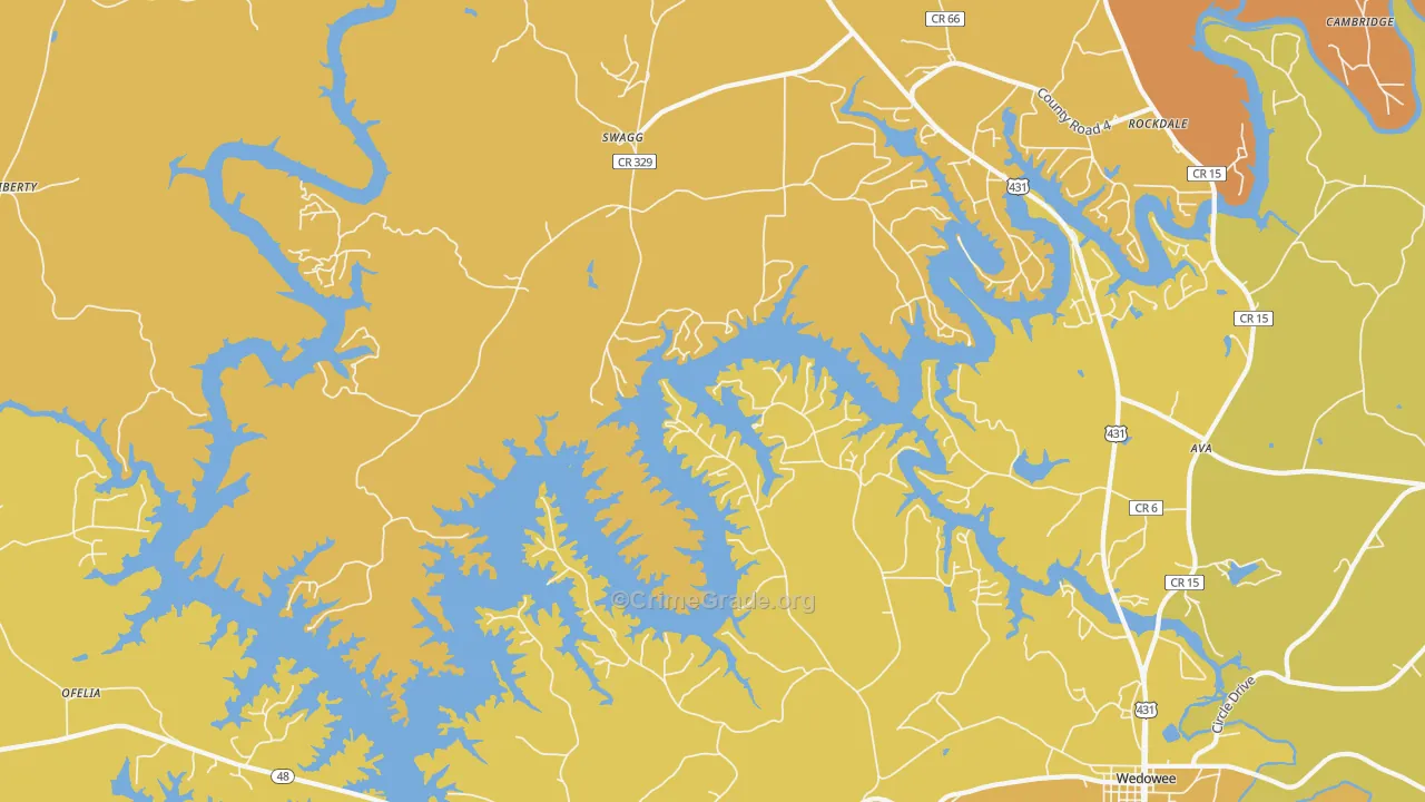 Haywood, AL Map of Vandalism Rates
