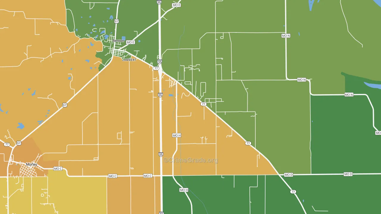 Haywood City, MO Map of Vandalism Rates