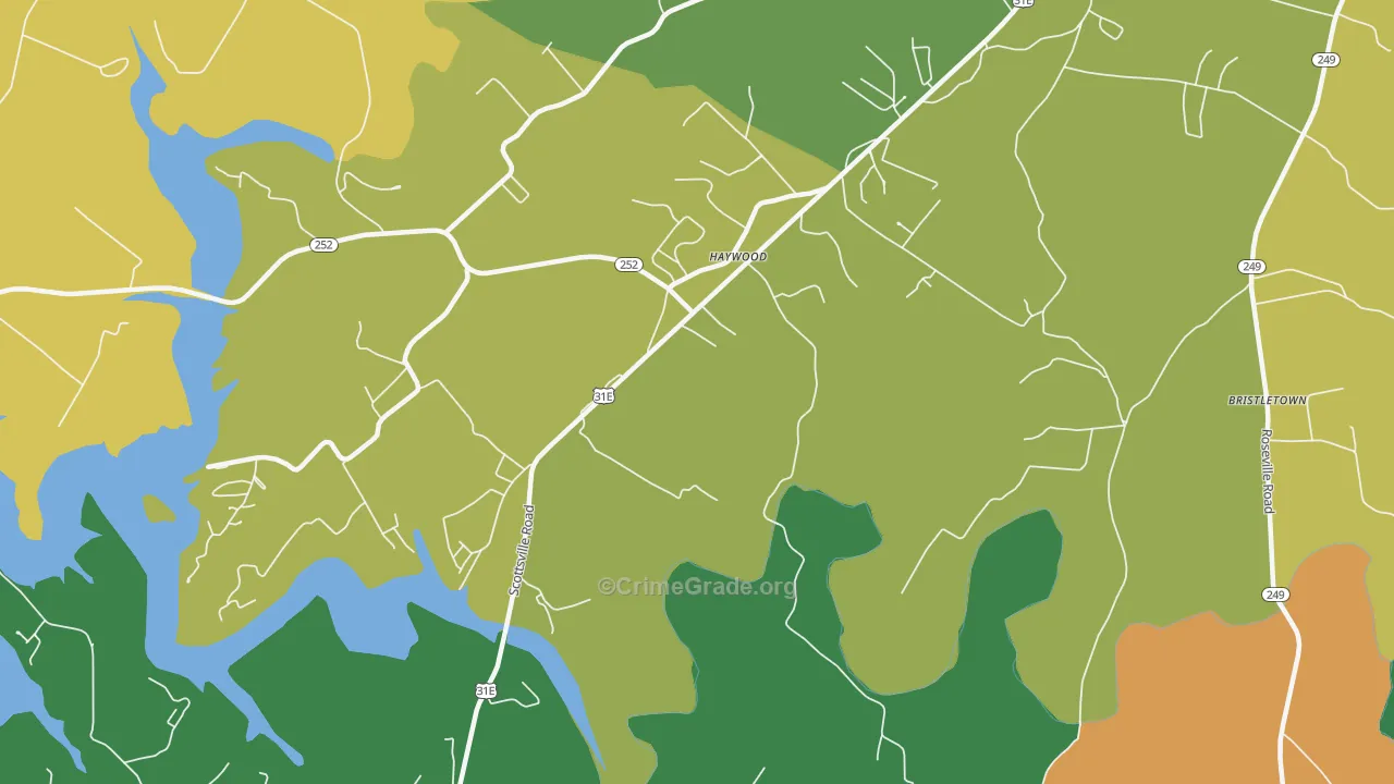 Haywood, KY Map of Vandalism Rates