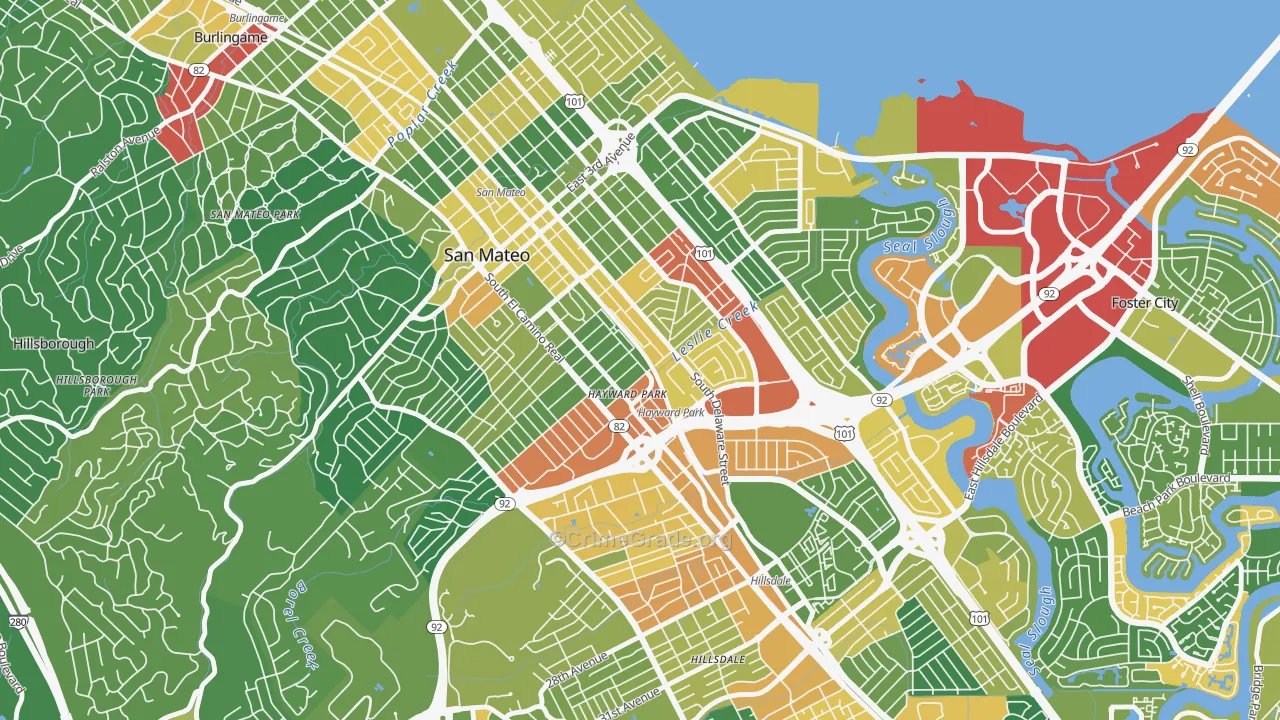 Haywood Park, San Mateo, CA Map of Vandalism Rates