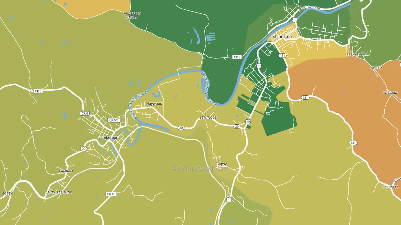 Haywood, WV Map of Vandalism Rates