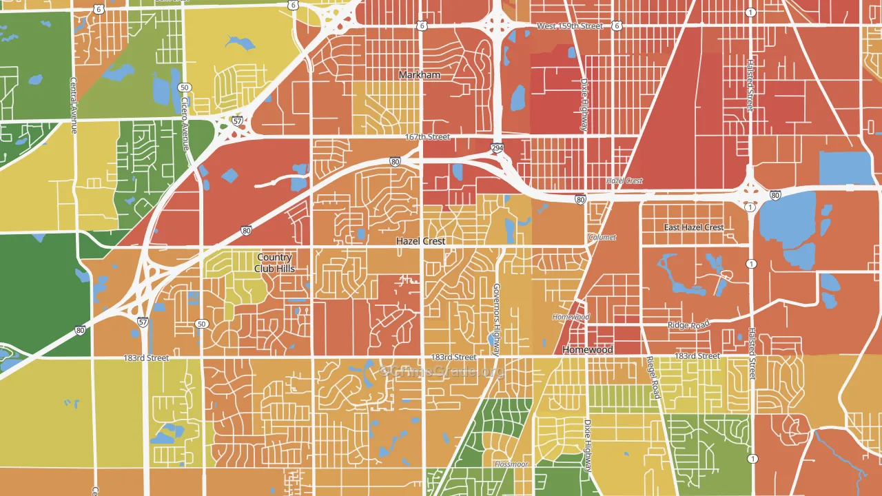 Hazel Crest, IL Map of Vandalism Rates