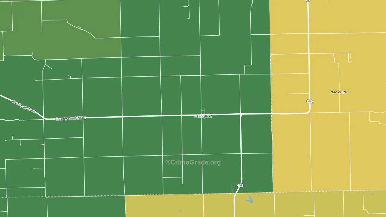 Hazel Dell, IL Map of Vandalism Rates