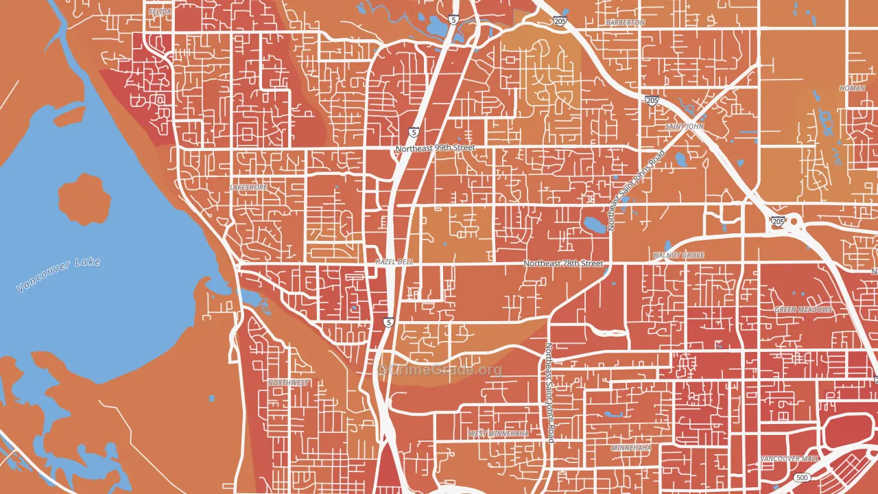 Hazel Dell, WA Map of Vandalism Rates