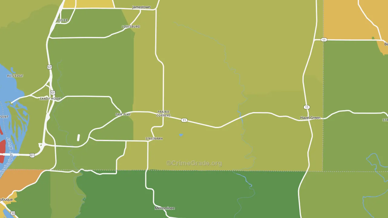 Hazel Green, WI Map of Vandalism Rates