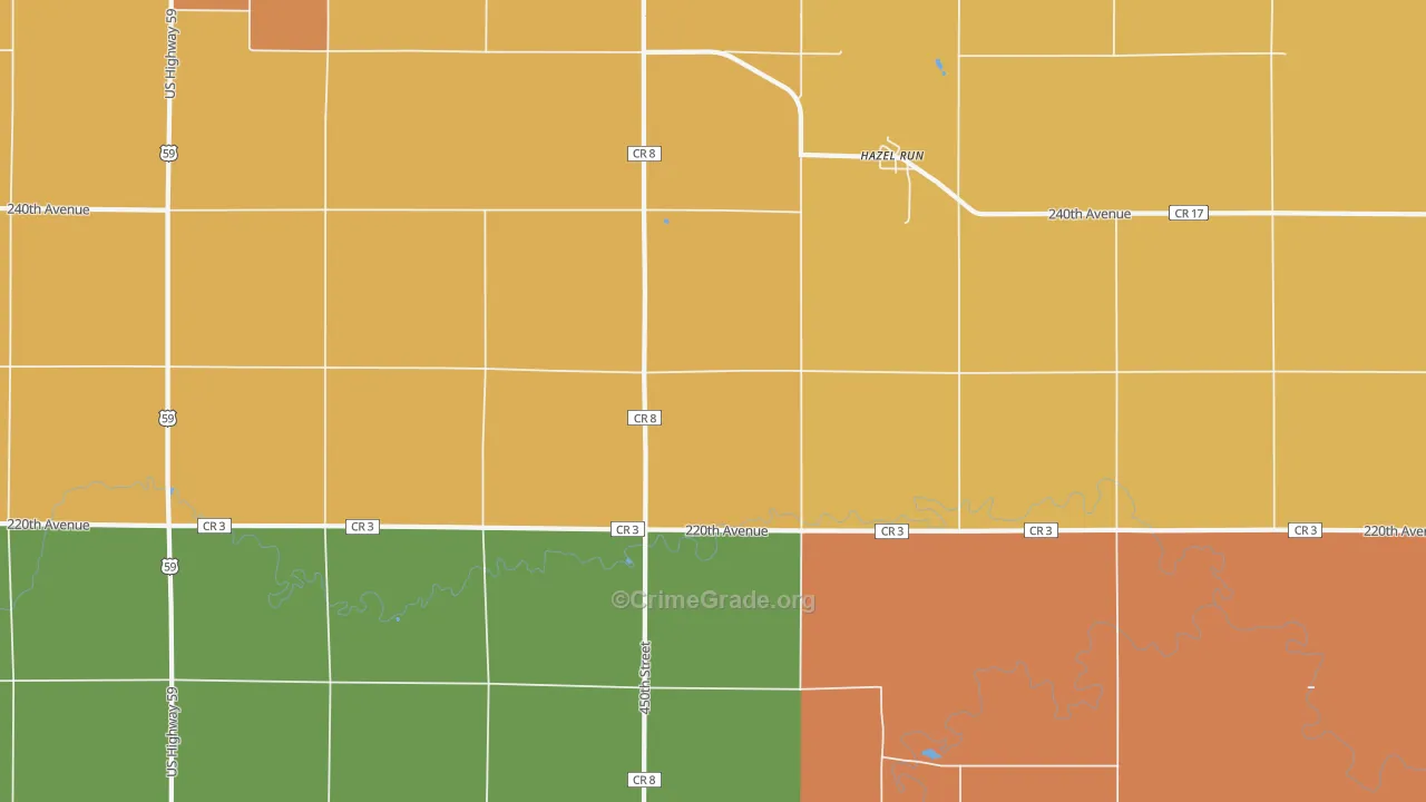 Hazel Run, MN Map of Vandalism Rates