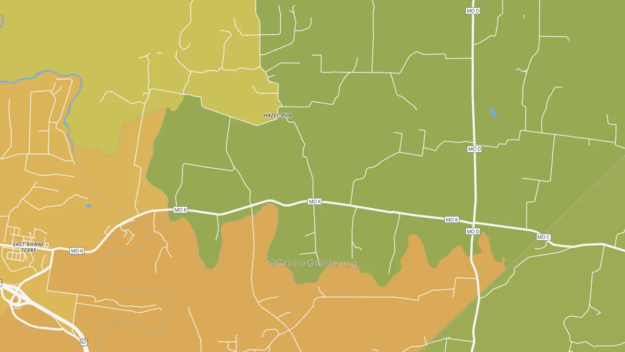 Hazel Run, MO Map of Vandalism Rates