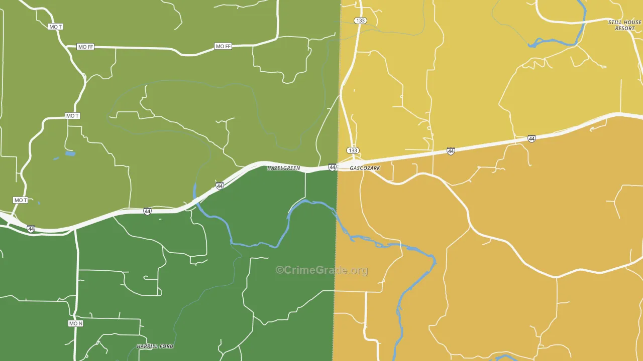 Hazelgreen, MO Map of Vandalism Rates