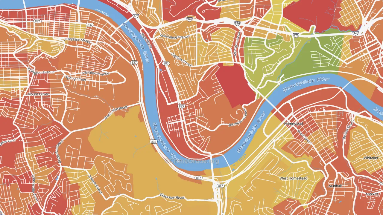 Hazelwood, Pittsburgh, PA Map of Vandalism Rates