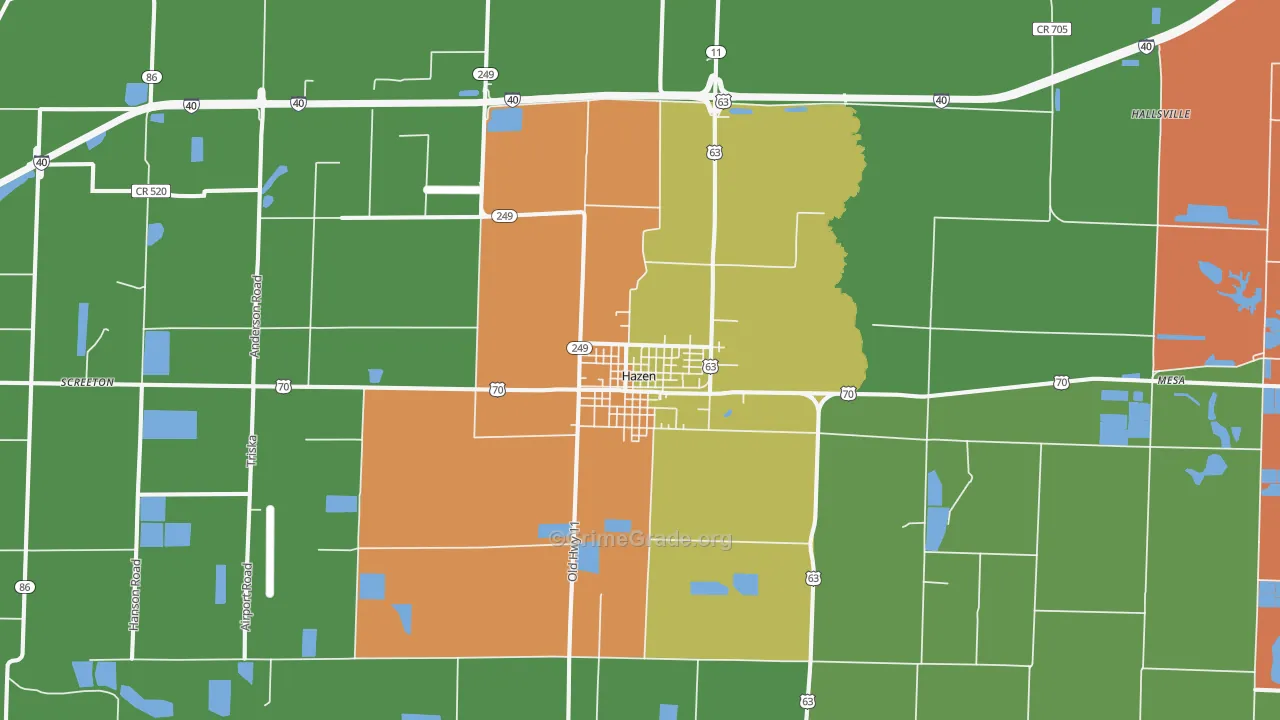 Hazen, AR Map of Vandalism Rates