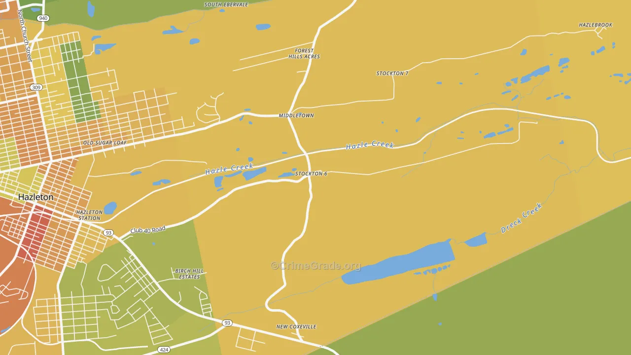 Hazle Township, PA Map of Vandalism Rates