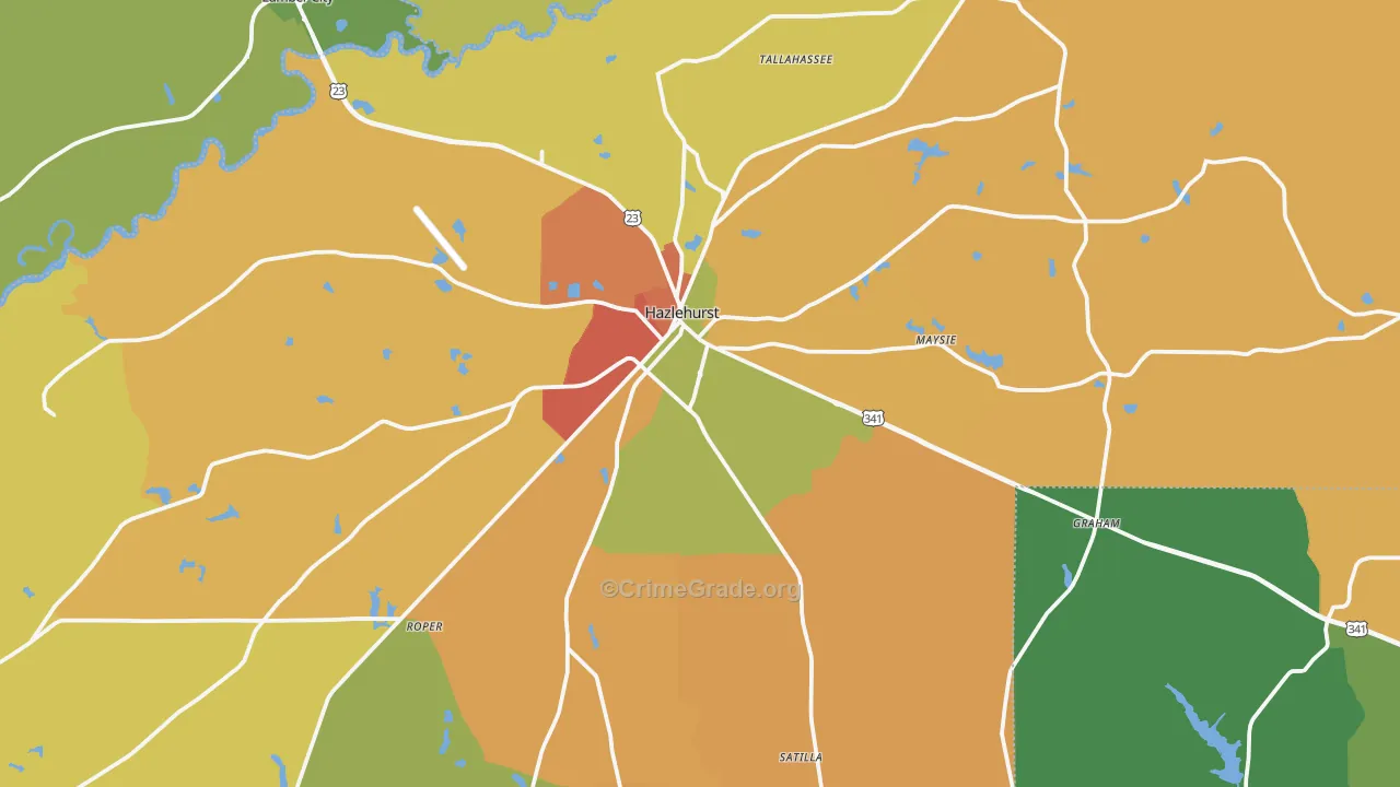 Hazlehurst, GA Map of Vandalism Rates