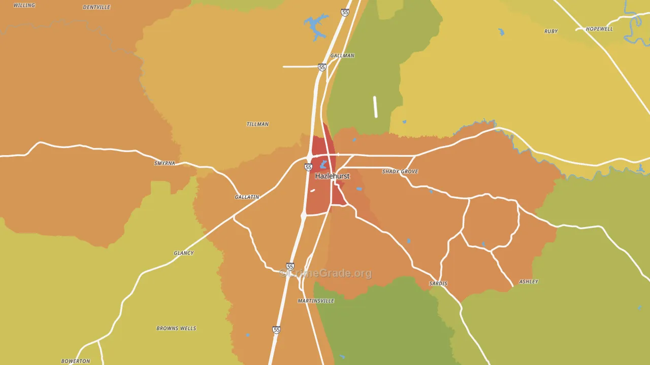 Hazlehurst, MS Map of Vandalism Rates