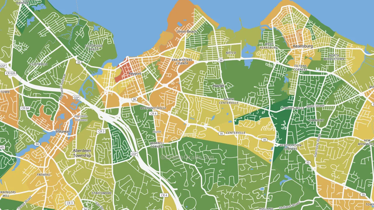 Hazlet, NJ Map of Vandalism Rates