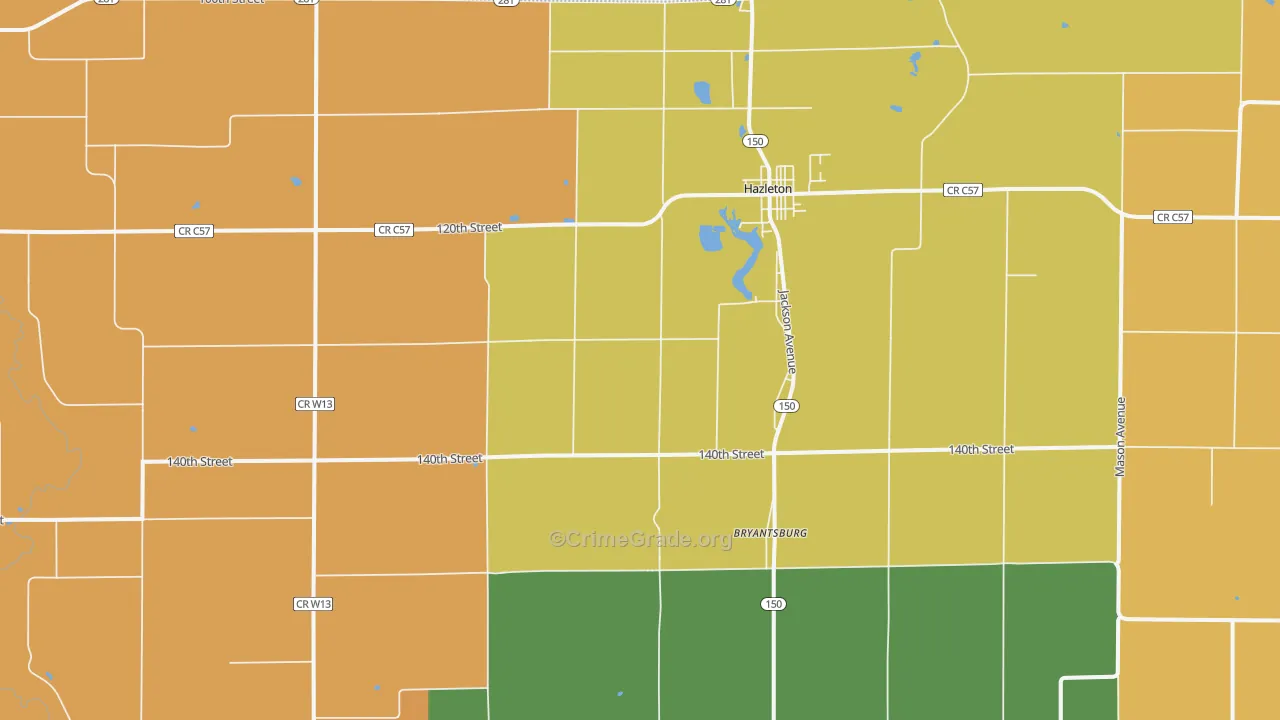 Hazleton, IA Map of Vandalism Rates