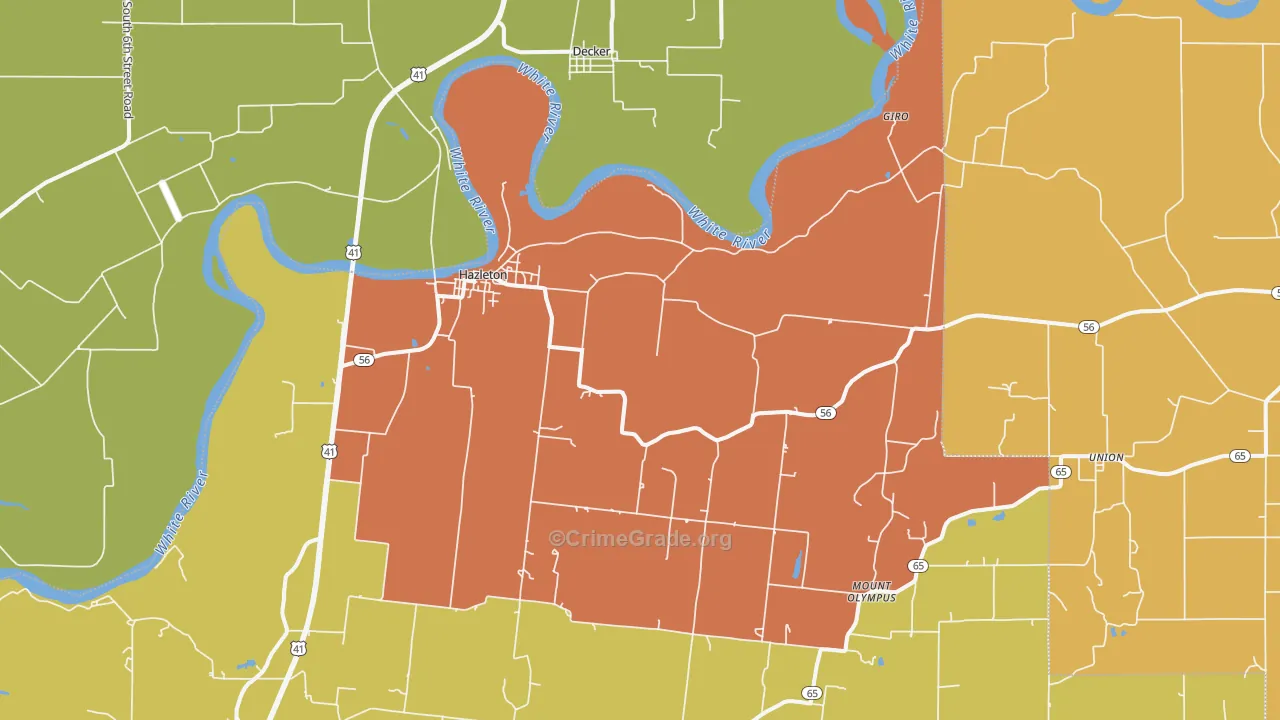 Hazleton, IN Map of Vandalism Rates